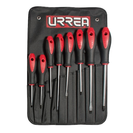Urrea Bimaterial Screwdrriver, Set of 8 Pieces Comb 8600D